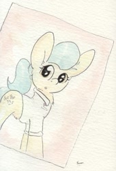 Size: 696x1023 | Tagged: safe, artist:slightlyshade, doctor fauna, pony, fluttershy leans in, clothes, solo, traditional art