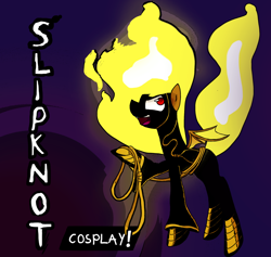 Size: 1280x1215 | Tagged: safe, artist:askchilipepper, artist:sozdatelniza, chili pepper, clothes, cosplay, costume, slipknot, slipknot (dc comics), solo