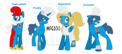 Size: 1024x458 | Tagged: safe, artist:mixelfangirl100, alicorn, earth pony, pegasus, pony, unicorn, crossover, papa smurf, ponified, simple background, smurfs, the smurfs, transparent background, watermark