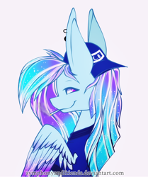 Size: 670x803 | Tagged: safe, artist:xxmissteaxx, oc, oc only, pegasus, pony, backwards ballcap, cigarette, hat, solo