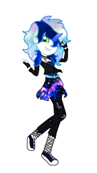 Size: 765x1357 | Tagged: safe, artist:m-elodysketches, oc, oc only, oc:sapphire heart song, equestria girls, fanart, galaxy, multicolored hair, punk, solo