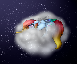 Size: 966x811 | Tagged: safe, artist:sweetmelon556, oc, oc only, pegasus, pony, cloud, female, mare, night, prone, solo, stars