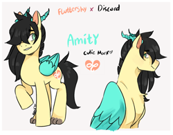 Size: 1024x797 | Tagged: safe, artist:na-na-ni, oc, oc only, oc:amity, hybrid, interspecies offspring, offspring, parent:discord, parent:fluttershy, parents:discoshy, solo