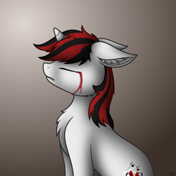 Size: 4000x4000 | Tagged: safe, artist:starlessnight22, oc, oc only, oc:blackjack, pony, unicorn, fallout equestria, fallout equestria: project horizons, bleeding, blood, chest fluff, crying, ear fluff, eyes closed, gradient background, solo, vector