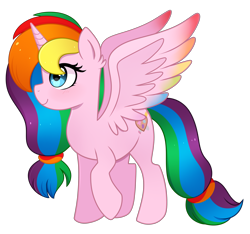 Size: 3974x3717 | Tagged: safe, artist:emera33, oc, oc only, oc:rainbow splash, alicorn, pony, alicorn oc, simple background, solo, transparent background