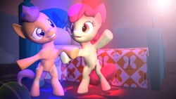 Size: 3840x2160 | Tagged: safe, artist:viranimation, apple bloom, tender taps, pony, 3d, dancing, female, male, shipping, source filmmaker, straight, tenderbloom