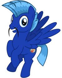 Size: 2400x3000 | Tagged: safe, artist:cheezedoodle96, derpibooru exclusive, oc, oc only, oc:sportifli, pegasus, pony, .svg available, 2017 community collab, derpibooru community collaboration, flying, lazytown, looking at you, male, simple background, smiling, solo, sportacus, stallion, svg, transparent background, vector