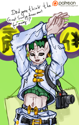 Size: 814x1280 | Tagged: safe, artist:smudge proof, oc, oc only, anthro, camera, diamond is unbreakable, fabulous, jojo pose, jojo's bizarre adventure, patreon, patreon logo, rohan kishibe