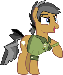 Size: 1116x1339 | Tagged: safe, artist:starryoak, quibble pants, earth pony, pony, bottomless, clothes, partial nudity, raised hoof, rule 63, simple background, solo, squabble skirt, transparent background