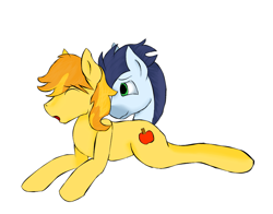 Size: 1165x913 | Tagged: safe, artist:supraphary, braeburn, soarin', pony, cuddling, disembodied head, gay, head, male, shipping, snuggling, soarburn