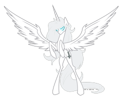 Size: 2147x1754 | Tagged: safe, artist:basykail, oc, oc only, oc:phantom lord, alicorn, pony, alicorn oc, cross of st peter, female, glowing eyes, mare, rearing, simple background, solo, transparent background