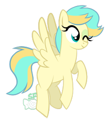 Size: 1280x1456 | Tagged: safe, artist:sugahfox, oc, oc only, oc:pale tempest, pegasus, pony, female, flying, mare, one eye closed, simple background, solo, transparent background, wink