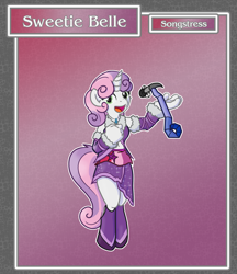 Size: 1688x1950 | Tagged: safe, artist:brownie-bytes, sweetie belle, anthro, unguligrade anthro, crossover, cutie mark, final fantasy, solo, songstress, the cmc's cutie marks