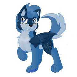 Size: 1024x1024 | Tagged: safe, artist:usagi-zakura, star hunter, wolf, my little wolf, raised paw, simple background, solo, species swap, transparent background