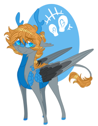 Size: 1173x1500 | Tagged: safe, artist:australian-senior, oc, oc only, kirin, pony, alternate universe, antlers, blue eyes, colored hooves, colored sclera, crossover, cute, kirindos, leonine tail, portal, portal (valve), scales, simple background, solo, transparent background, wheatley