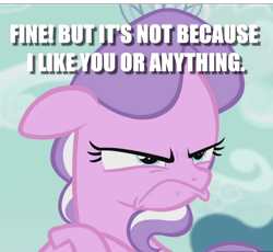 Size: 776x714 | Tagged: safe, edit, edited screencap, screencap, diamond tiara, earth pony, pony, crusaders of the lost mark, diamond tsundiara, grumpy, image macro, meme, pouting, solo, tsundere