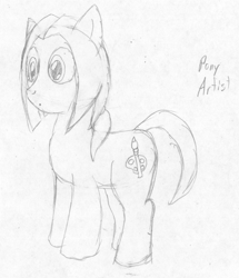 Size: 1266x1475 | Tagged: safe, artist:steelph, oc, oc only, oc:artist, earth pony, pony, male, monochrome, solo