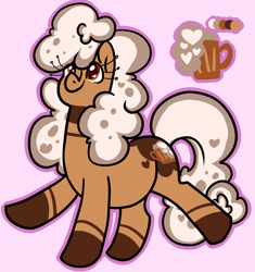 Size: 1280x1363 | Tagged: safe, artist:/d/non, oc, oc only, oc:floatie, earth pony, pony, 30 minute art challenge, female, root beer, smiling, solo