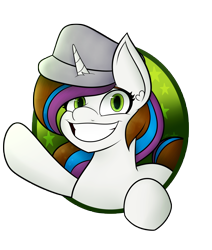 Size: 5094x5994 | Tagged: safe, artist:cosmicchrissy, oc, oc only, oc:tommy taco, pony, unicorn, absurd resolution, female, hat, mare, simple background, solo, transparent background, waving