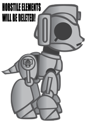 Size: 1748x2480 | Tagged: safe, artist:trotsworth, cyborg, pony, cyberman, doctor who, ponified, simple background, solo, transparent background