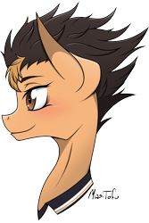 Size: 1072x1602 | Tagged: safe, artist:missitofu, anime, bust, haikyuu, nishinoya yuu, ponified, simple background, solo, transparent background