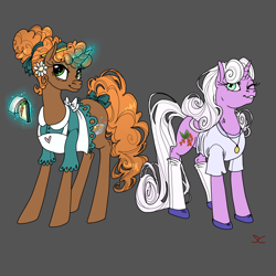 Size: 2000x2000 | Tagged: safe, artist:sourcherry, oc, oc only, oc:carrot stew, oc:winterberry, pony, unicorn, fallout equestria, clothes, curly hair, shoes