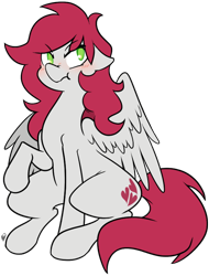 Size: 592x781 | Tagged: safe, artist:egophiliac, oc, oc only, oc:little love, pegasus, pony, commission, male, scrunchy face, simple background, sitting, solo, transparent background, trap