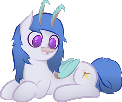 Size: 6000x4983 | Tagged: safe, artist:scrapplejack, oc, oc only, oc:luki caelum, moth, mothpony, original species, pony, absurd resolution, cute, cutie mark, femboy, long mane, lying down, male, no pupils, scrunchy face, simple background, solo, stallion, transparent background