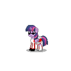 Size: 400x400 | Tagged: safe, alternate version, twilight sparkle, twilight sparkle (alicorn), alicorn, pony, boots, clothes, cute, female, mare, pony town, revised, shoes, simple background, skirt, skirt lift, smiling, solo, sunglasses, transparent background, voice actor joke