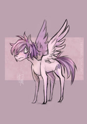 Size: 845x1200 | Tagged: safe, oc, oc only, pegasus, pony, colored, digital art, female, mare, sad, simple background, solo