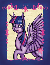 Size: 1280x1656 | Tagged: safe, artist:teakayart, twilight sparkle, twilight sparkle (alicorn), alicorn, pony, smiling, solo