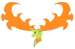 Size: 1453x950 | Tagged: safe, artist:combatkaiser, thorax, changedling, changeling, to where and back again, antlers, glare, horns, impossibly large horn, king thorax, megaloceros, simple background, solo, this isn't even my final form, transparent background