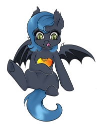 Size: 1457x1865 | Tagged: safe, artist:ladykochou, oc, oc only, bat pony, pony, fangs, female, food, mango, mare, simple background, solo, transparent background