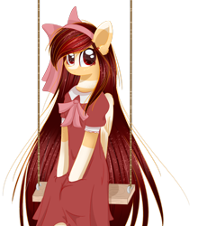 Size: 1024x1163 | Tagged: safe, artist:little-sketches, oc, oc only, oc:yeri, pegasus, pony, clothes, colored pupils, cute, dress, eye clipping through hair, female, looking at you, mare, ocbetes, simple background, solo, swing, transparent background