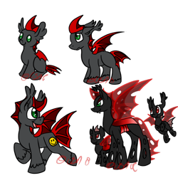 Size: 1024x1024 | Tagged: safe, artist:usagi-zakura, oc, oc only, oc:strawberry, bat pony, changeling, pony, red changeling