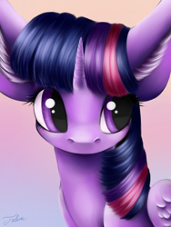 Size: 1200x1600 | Tagged: safe, artist:faline-art, twilight sparkle, twilight sparkle (alicorn), alicorn, pony, bust, female, impossibly large ears, large ears, mare, portrait, solo