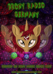 Size: 1280x1810 | Tagged: safe, artist:charrez, oc, oc only, pony, brony radio germany, poster, solo, text