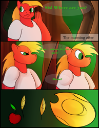 Size: 765x990 | Tagged: safe, artist:simplyshivers, big macintosh, anthro, comic:craving an apple or two, applejack's hat, comic, cowboy hat, hat, solo