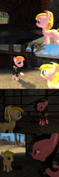 Size: 1400x4184 | Tagged: safe, artist:soad24k, oc, oc only, oc:chipper leaf, oc:copper, oc:rin, pony, 3d, absurd resolution, cyoa, cyoa:filly adventure, female, filly, gmod, mare