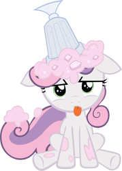 Size: 3153x4401 | Tagged: safe, artist:phantombadger, sweetie belle, pony, .psd available, absurd resolution, floppy ears, milkshake, simple background, solo, tongue out, transparent background