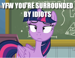 Size: 592x460 | Tagged: safe, edit, edited screencap, screencap, twilight sparkle, twilight sparkle (alicorn), alicorn, pony, top bolt, annoyed, image macro, lidded eyes, meme, solo, unamused