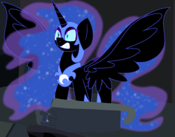 Size: 2500x1950 | Tagged: safe, artist:ashleigharts, nightmare moon, alicorn, pony, angry, solo, spread wings