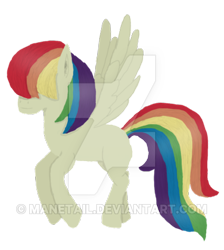 Size: 400x446 | Tagged: safe, artist:manetail, oc, oc only, oc:fire rainbow, blank flank, obtrusive watermark, solo, watermark