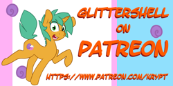 Size: 500x250 | Tagged: safe, snails, pony, ask glitter shell, glitter shell, patreon, solo, tumblr