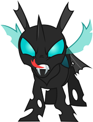 Size: 3046x3987 | Tagged: safe, artist:cloudyglow, thorax, changeling, the times they are a changeling, hissing, simple background, solo, tongue out, transparent background, vector