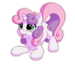 Size: 1400x1200 | Tagged: safe, artist:ardail, artist:bobdude0, sweetie belle, pony, unicorn, collaboration, cute, diasweetes, female, filly, silly, silly pony, simple background, solo, tongue out, transparent background