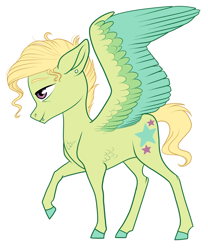 Size: 1024x1228 | Tagged: safe, artist:loryska, oc, oc only, oc:bastion, pegasus, pony, magical gay spawn, offspring, parent:trenderhoof, parent:zephyr breeze, parents:trenderbreeze, raised hoof, simple background, solo, white background