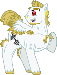 Size: 668x868 | Tagged: safe, artist:starryoak, bulk biceps, pegasus, pony, beard, facial hair, male, piercing, simple background, solo, stallion, transparent background, unshorn fetlocks