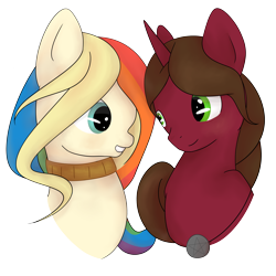 Size: 3000x3000 | Tagged: safe, artist:hirundoarvensis, oc, oc only, oc:paints love, oc:sketchy light, earth pony, pony, unicorn, female, high res, mare, simple background, transparent background