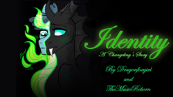 Size: 1920x1080 | Tagged: safe, artist:dragonfoxgirl, thorax, changeling, cover, crystal hoof, disguise, disguised changeling, duality, fanfic, fanfic art, fanfic cover, shapeshifting, story in the source